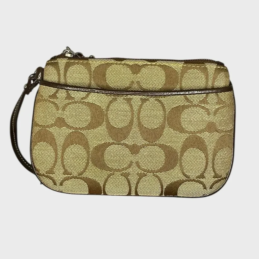 Coach Signature Wristlet with Purple Interior Classic Style, Everyday Chic